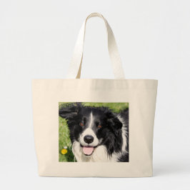 Bolsa Tote Grande Fotografia de um cachorro feliz