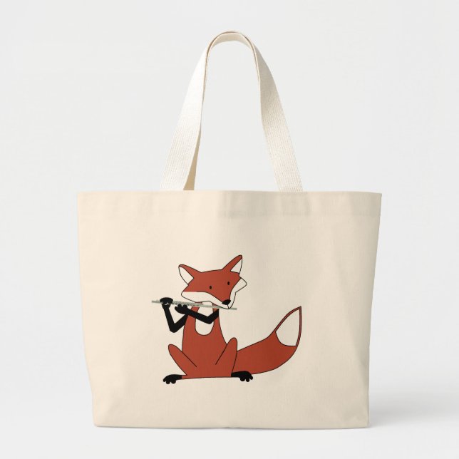Bolsa Tote Grande Fox que joga a flauta (Frente)