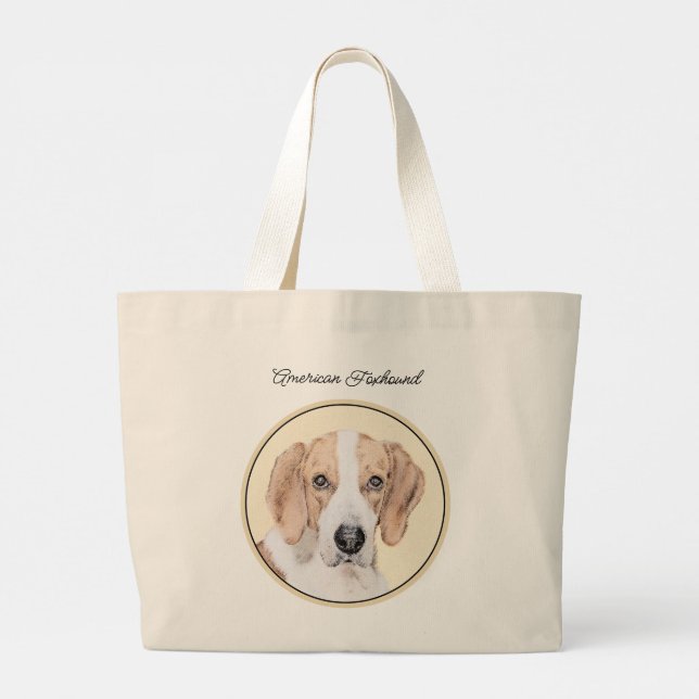 Bolsa Tote Grande Foxhound Red Walker Pintura em Cão (Verso)