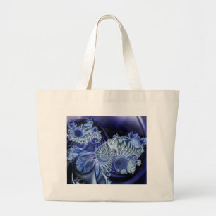 Bolsa Tote Grande fractal-azuis, saco