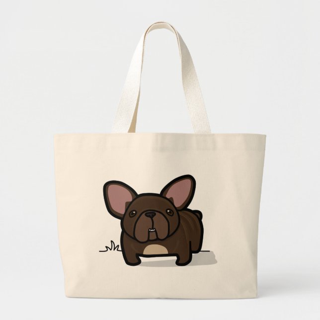 Bolsa Tote Grande Frenchie rajado (Frente)