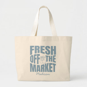 Bolsa Tote Grande Fresco do Mercado Azul Caprichoso Chá de Noiva