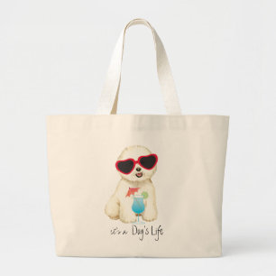 Bolsa Tote Grande Frise de Bichon de Verão