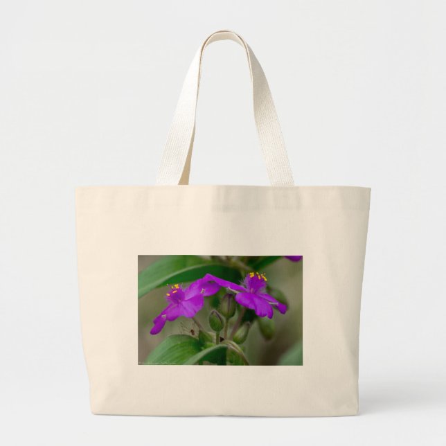 Bolsa Tote Grande Fuchsia Spiderwort Gêmeos de flor selvagem present (Frente)