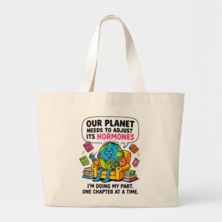 Bolsa Tote Grande Funny Earth Reading Book - Our Planet Needs To Adj