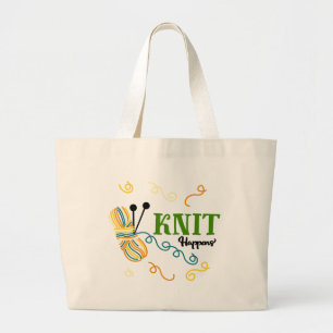 Bolsa Tote Grande Funny Knit Acontece O Projeto De Mala