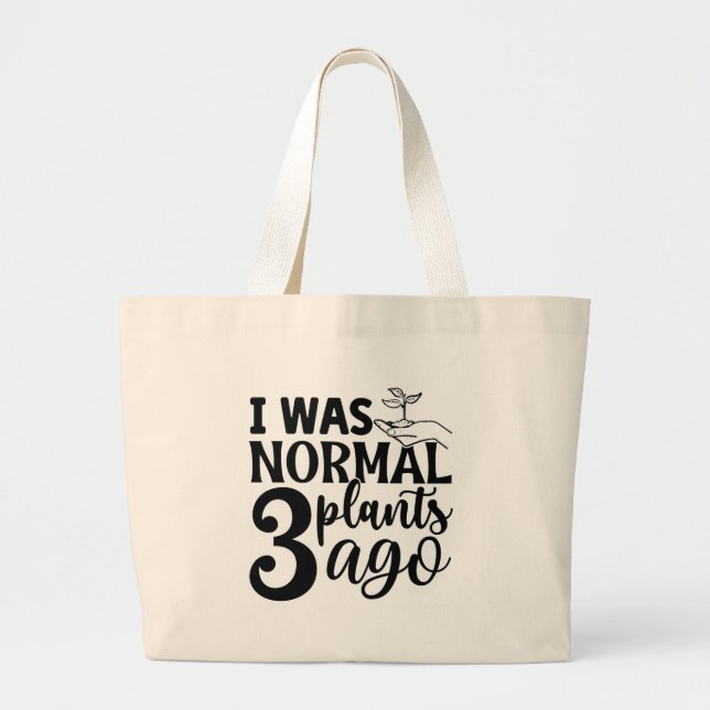 Bolsa Tote Grande Funny normal three plants word art large  (Frente)