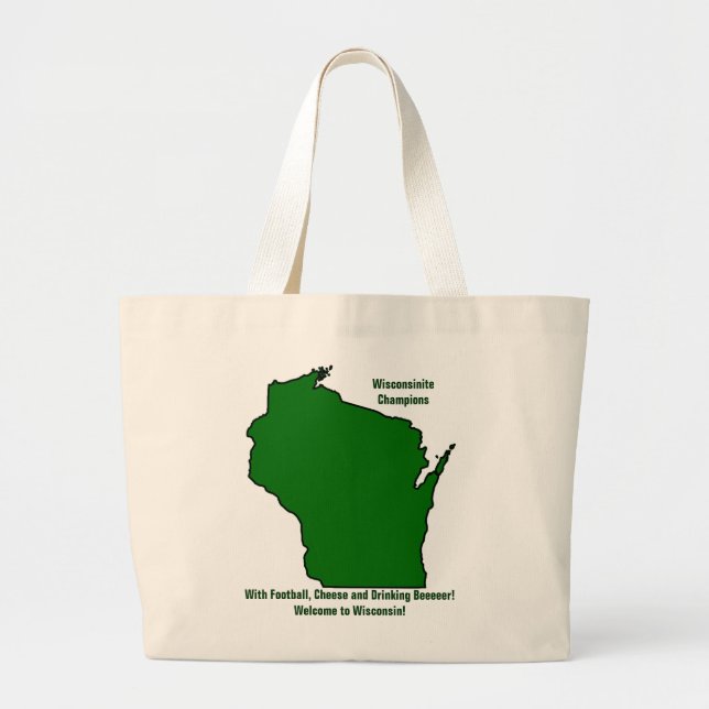 Bolsa Tote Grande Futebol, queijo e cerveja dos campeões do Wisconsi (Frente)