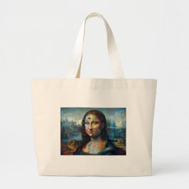 Bolsa Tote Grande Futuristic Mona Lisa Jumbo Tote Bag