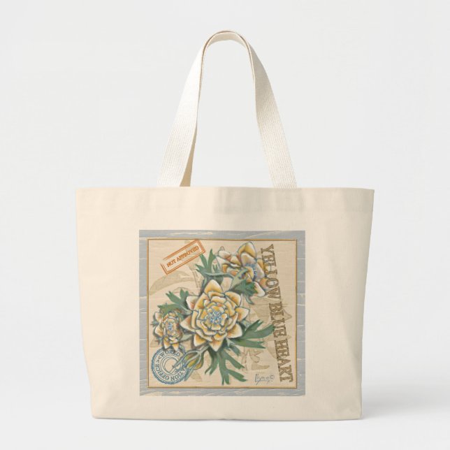 Bolsa Tote Grande G Criação de flores amarelas do Office (Frente)