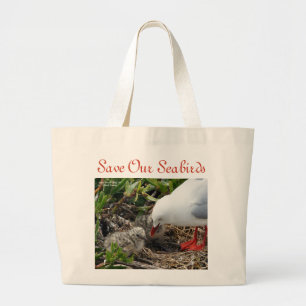 Bolsa Tote Grande Gaivota vermelha e Pintinhos Bag por RoseWrites