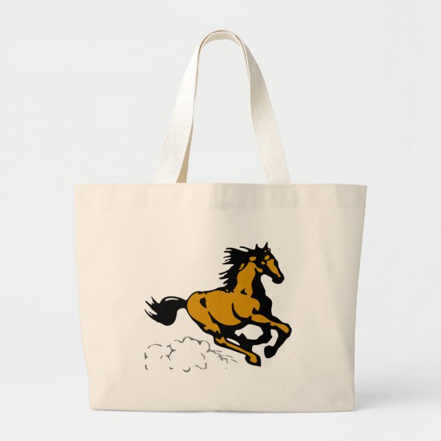 Bolsa Tote Grande Galloping Horse Selvagem e Livre (Frente)