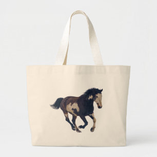 Bolsa Tote Grande Galopagem Selvagem Pinto Cavalo de Tintas American