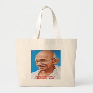 Bolsa Tote Grande Gandhi & Be The Change Quote