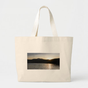 Bolsa Tote Grande Gansos canadenses e pôr do sol sobre o Reservatóri