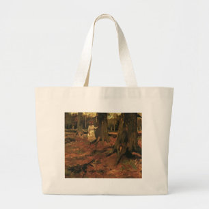 Bolsa Tote Grande garota de branco na floresta, Vincent van Gogh