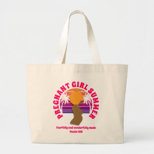Bolsa Tote Grande Garota grávida, verão, mãe cristã personalizada