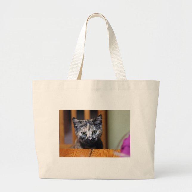 Bolsa Tote Grande Gatinho branco e preto (Frente)