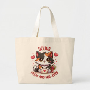 Bolsa Tote Grande Gatinho Calico Adorável Dia dos Namorados