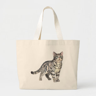 Bolsa Tote Grande Gatinho Cinza Atraente Maluca Dona do Gato Mamãe G