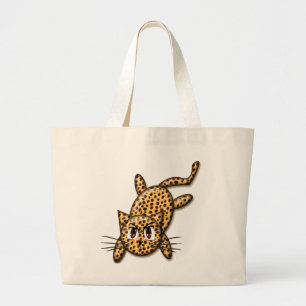 Bolsa Tote Grande Gatinho Leopardo de Animação Ultra-Caçada