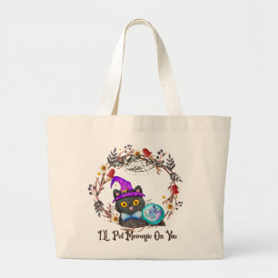 Bolsa Tote Grande Gato de Bruxa Bonita e Punny
