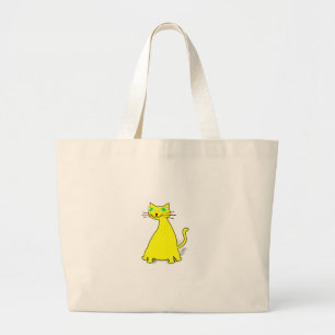 Bolsa Tote Grande Gato de gordura amarelo