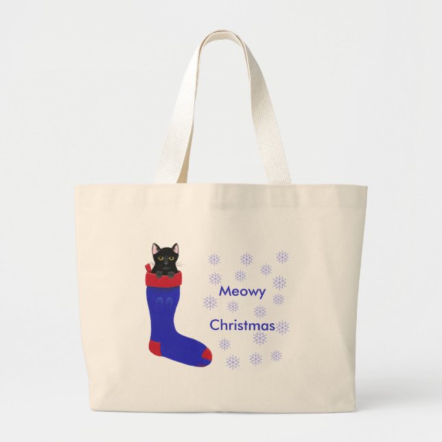 Bolsa Tote Grande Gato de Natal, bolsas de Natal Macabras (Frente)