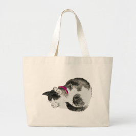 Bolsa Tote Grande Gato de toalha dormindo