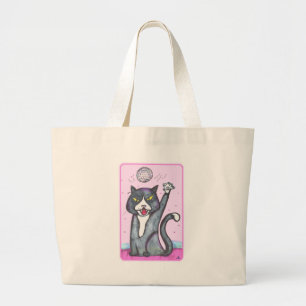 Bolsa Tote Grande Gato Desenho Animado Bola de Discoteca Dançarino A