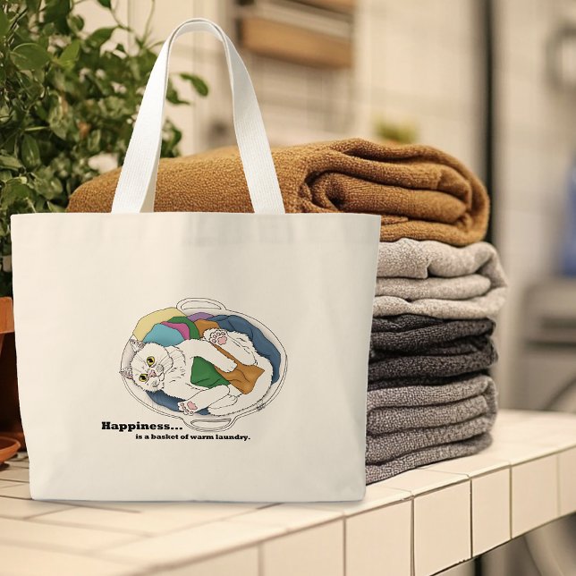 Bolsa Tote Grande Gato do Dia da Lavagem (Criador carregado)