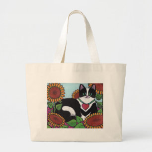 Bolsa Tote Grande Gato do girassol