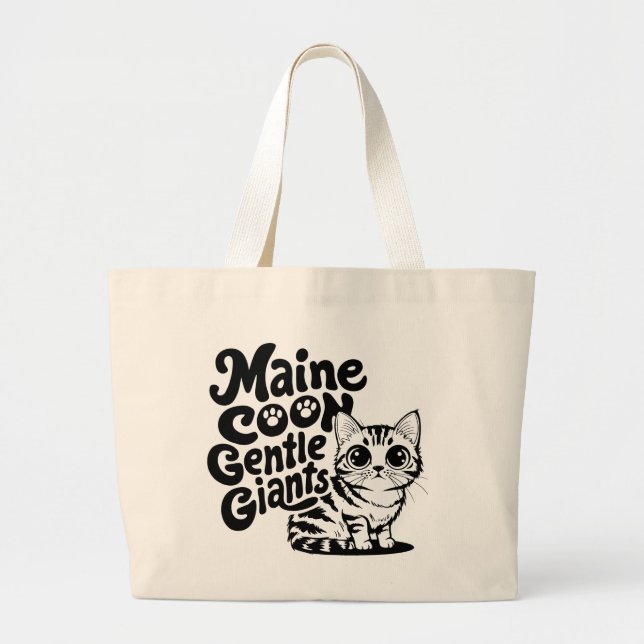 Bolsa Tote Grande Gato dos Gigantes Gentilosos do Maine Coon (Frente)