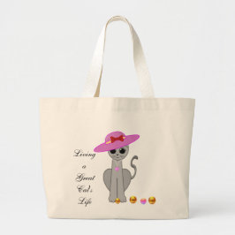 Bolsa Tote Grande Gato Fofo com Chapéu