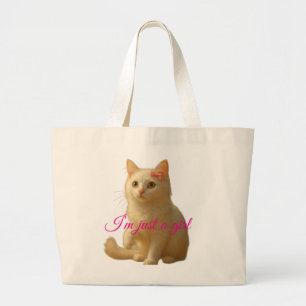 Bolsa Tote Grande Gato Fofo "Eu Sou Só Uma Garota" Citação Personali