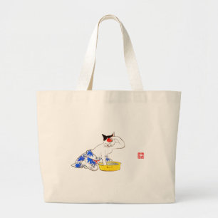 Bolsa Tote Grande Gato Japonês Humoroso - Balança I