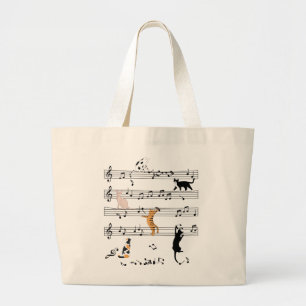 Bolsa Tote Grande Gato Jogando Música De Nota, Presente De Gato Malv