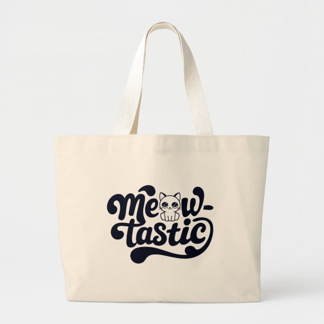 Bolsa Tote Grande Gato Meow-Tastic Fantástico (Frente)
