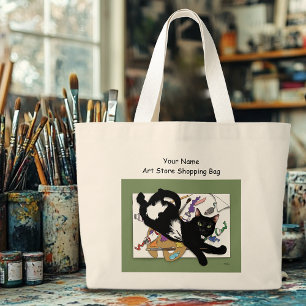 Bolsa Tote Grande Gato Negro do Artista