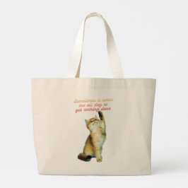 Bolsa Tote Grande Gato Preguiçoso De Gato Engraçado De Pão