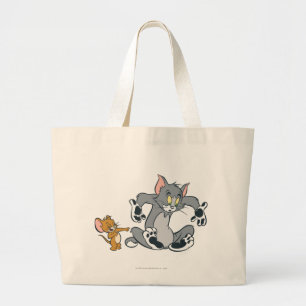 Bolsa Tote Grande Gato preto da pata de Tom e de Jerry