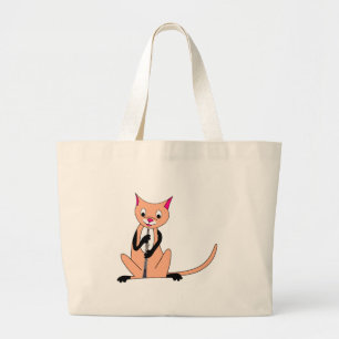 Bolsa Tote Grande Gato que joga o Oboe