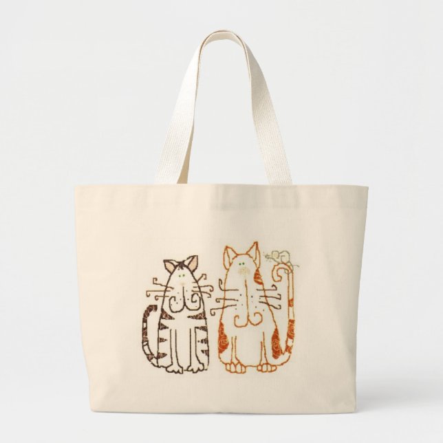 Bolsa Tote Grande gatos dos desenhos animados (Frente)