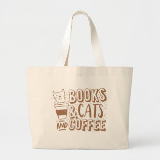 Bolsa Tote Grande gatos e café dos livros
