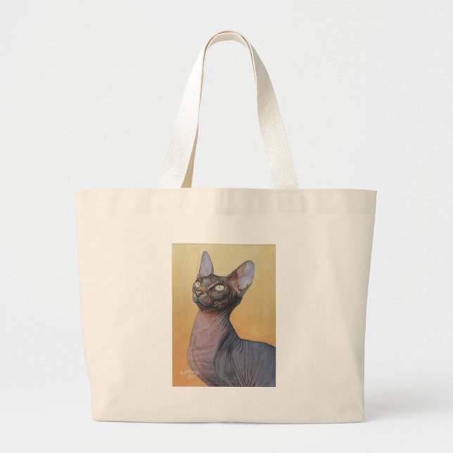 Bolsa Tote Grande Gatos Electra do gato da esfinge de Sphynx (Frente)