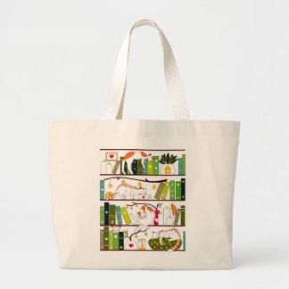 Bolsa Tote Grande Gatos Na Bolsa, Presente De Gato E Livro