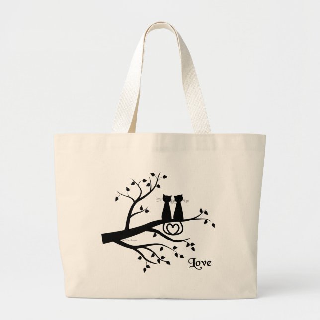 Bolsa Tote Grande Gatos no amor (Frente)
