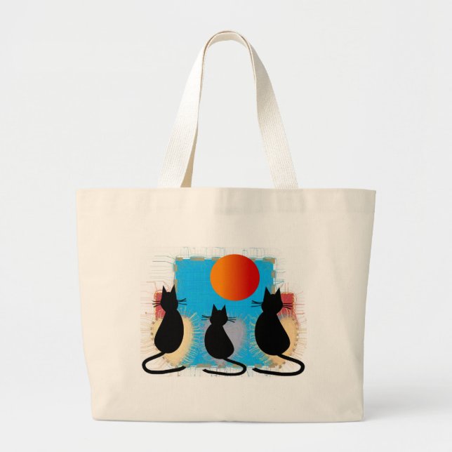 Bolsa Tote Grande Gatos no Sun (Frente)