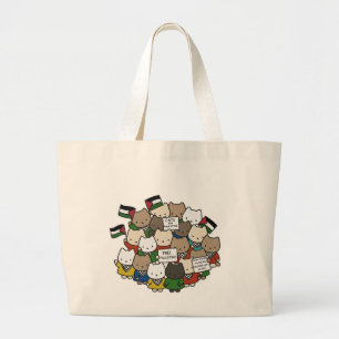 Bolsa Tote Grande Gatos pela Palestina – Gatos Kawaii pela Justiça