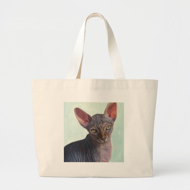 Bolsa Tote Grande Gatos Sunitha do gato da esfinge de Sphynx (Frente)